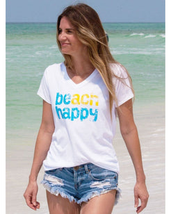 Beach Happy V - neck T - Shirt - 30A Gear - women tee