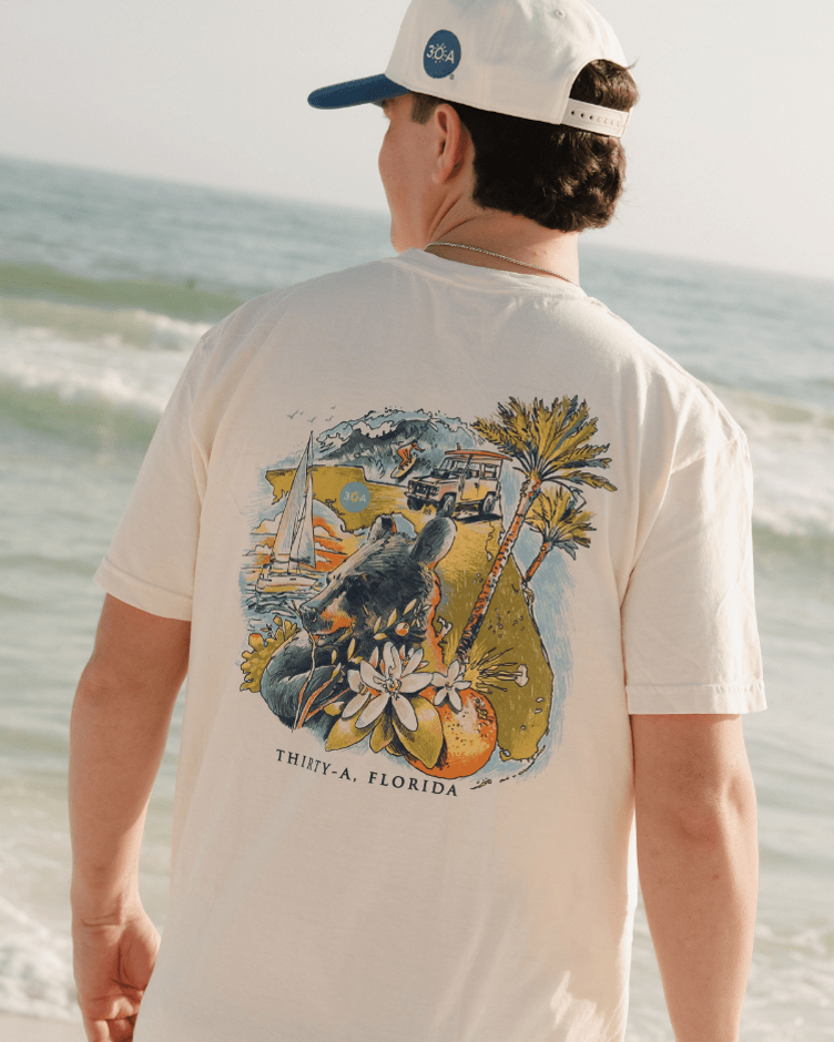 Florida State Outline Collage T-Shirt Off White / S