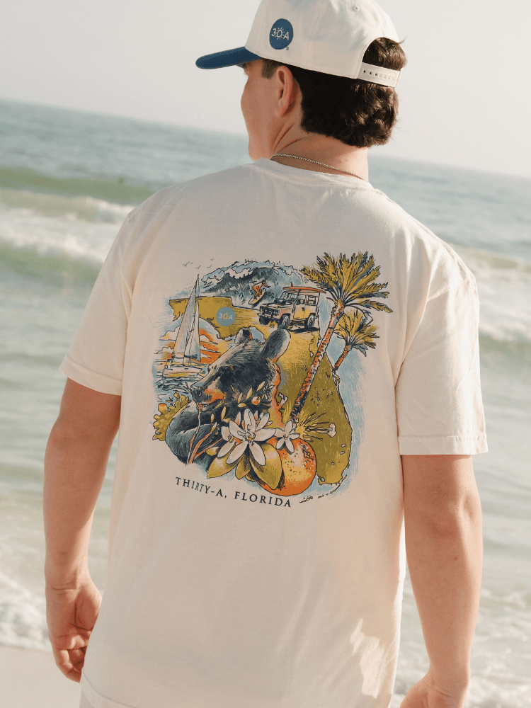 Florida State Outline Collage T-Shirt - 30A Gear - men tee