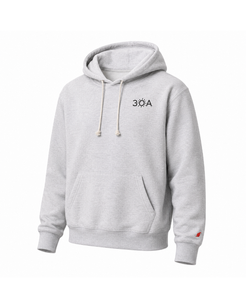 Gray hoodie with a 30A logo on the chest against a white background