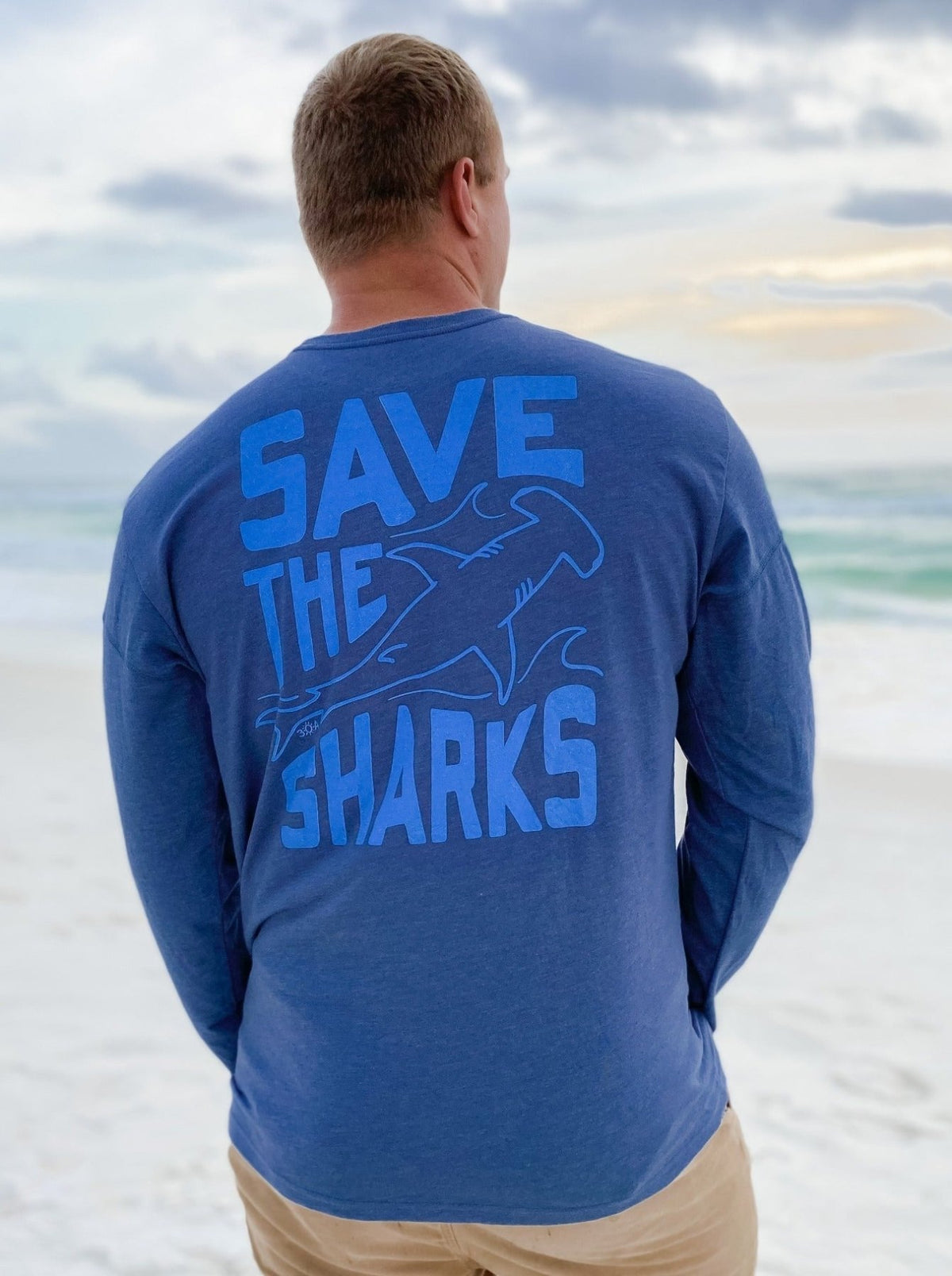 Save The Sharks Recycled Long Sleeve T-Shirt - 30A Gear - men tee