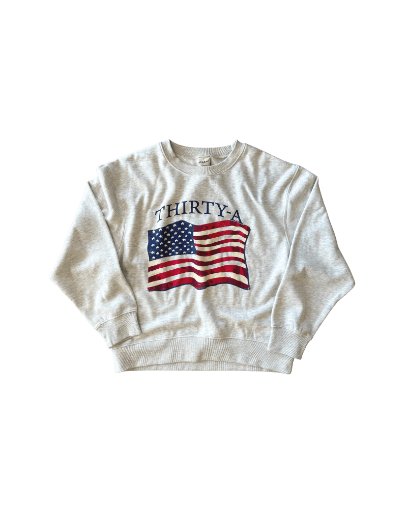 Thirty - A American Flag Old School Crew ChickaD Sweatshirt - 30A Gear - women fleece