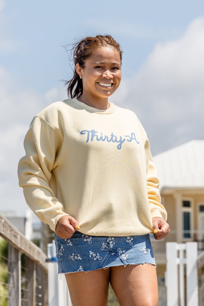 Thirty A Script Garment Dyed Crew - 30A Gear - Unisex Fleece