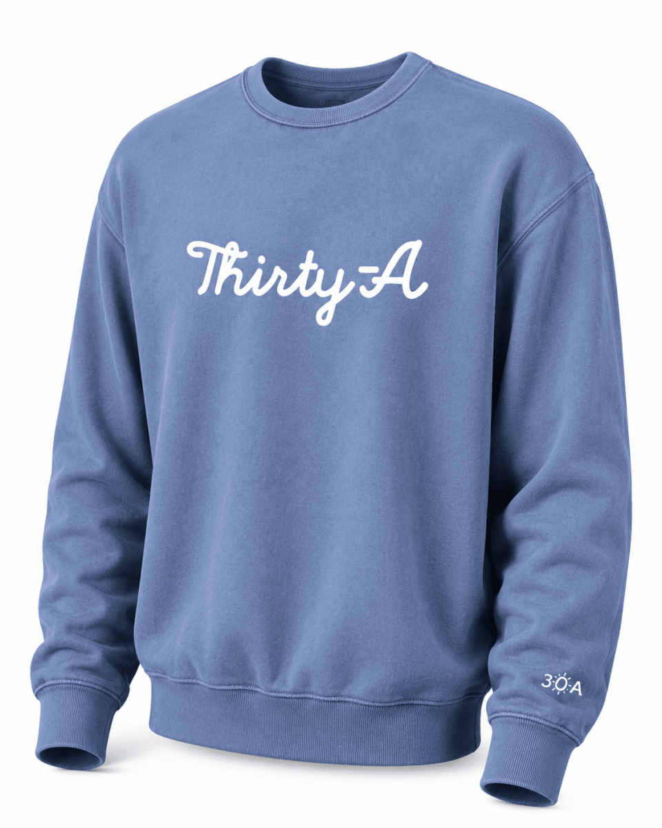 Thirty A Script Garment Dyed Crew - 30A Gear - Unisex Fleece