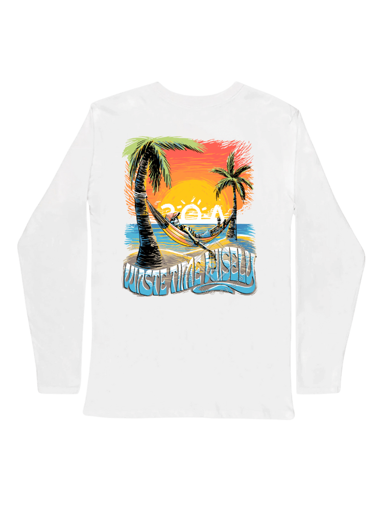 Waste Time Wisely Beach Blonde Ale Recycled Long Sleeve T-Shirt - 30A Gear - men tee