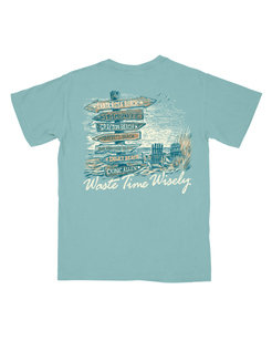 Waste Time Wisely on 30A Pocket T-Shirt - 30A Gear - men tee