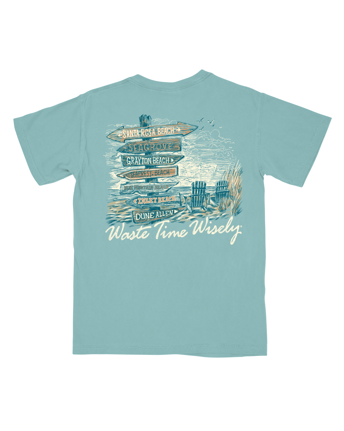 Waste Time Wisely on 30A Pocket T-Shirt - 30A Gear - men tee
