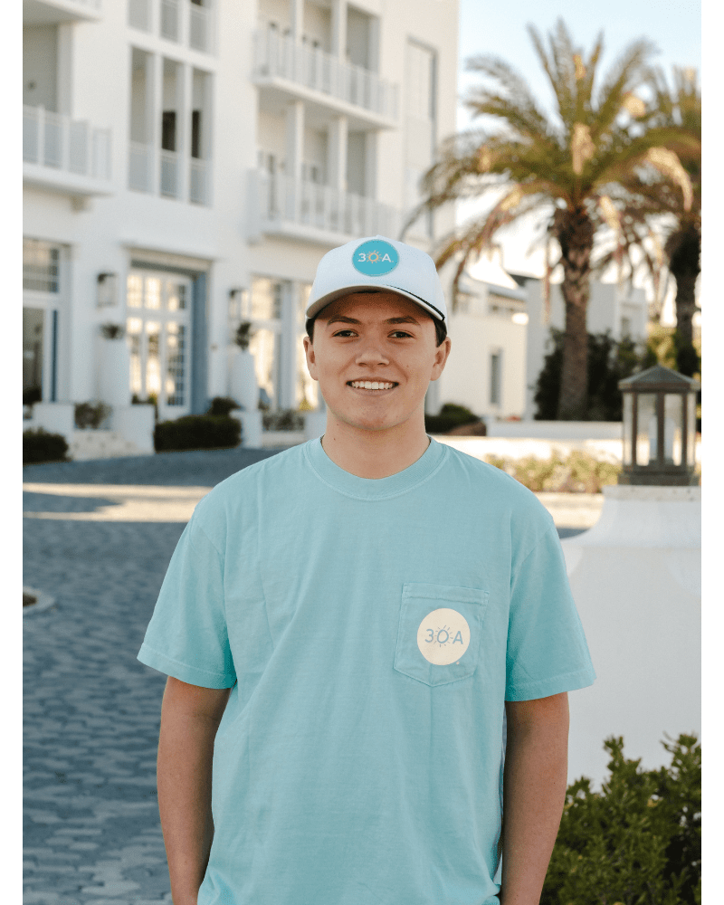 Waste Time Wisely on 30A Pocket T-Shirt - 30A Gear - men tee
